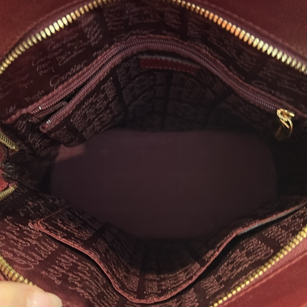 Cartier Paris Burgundy/Wine Tall Dome Bag wSignature Cartier Fabric Interior EUC - Picture 5 of 11
